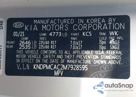 2021 Kia Sportage Lx from USA, damaged, VIN KNDPMCAC2M7928595